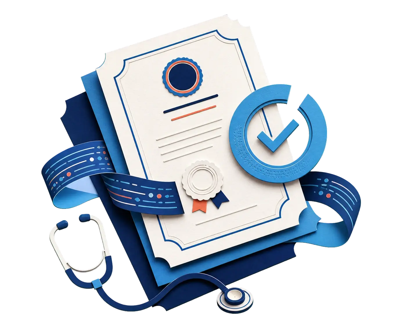 Ilustración editorial de una credencial profesional verificada